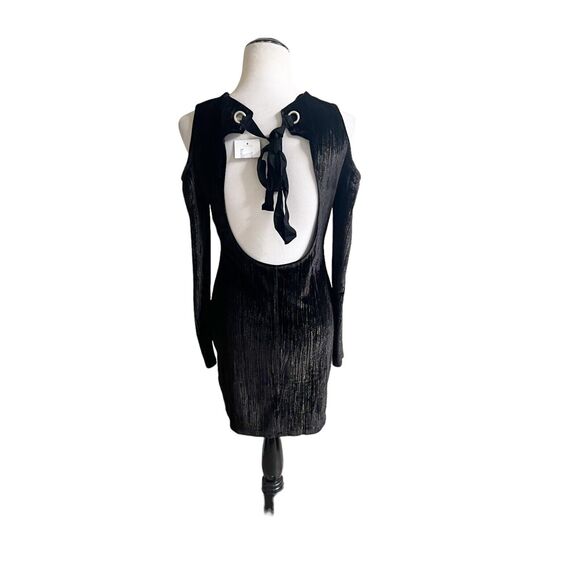 Topshop NWT Metallic Dress Party Cocktail Size 8 Open Shoulder Open Back - Picture 3 of 10